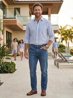 Men's 42x30 Denim Blue Jeans 5-Pocket 100% Heavy Cotton Cozy Durable Relaxed Fit